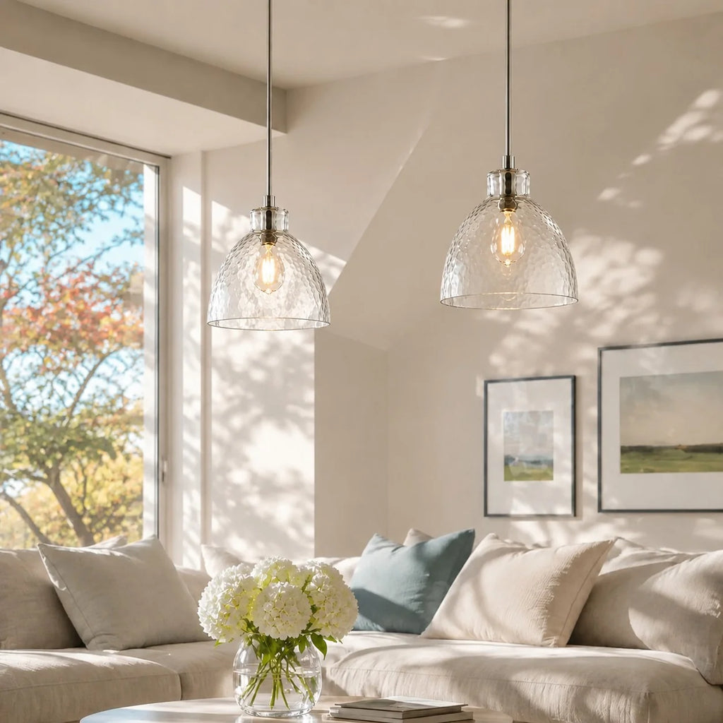 Ondine Farmhouse Hammered Glass Pendant Light