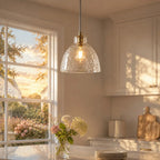 Ondine Farmhouse Hammered Glass Pendant Light