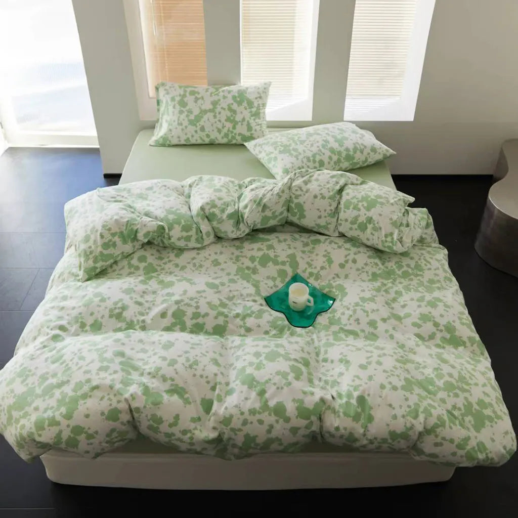 Paint Splatter Print Bedding Set Cotton Duvet Pillowcase