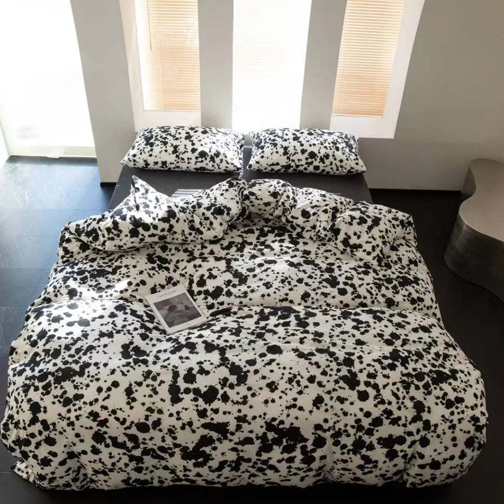 Paint Splatter Print Bedding Set Cotton Duvet Pillowcase