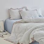 Pinstripe Contrast Trim Duvet Cover Premium Cotton Bedding
