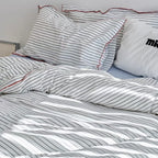 Pinstripe Contrast Trim Duvet Cover Premium Cotton Bedding