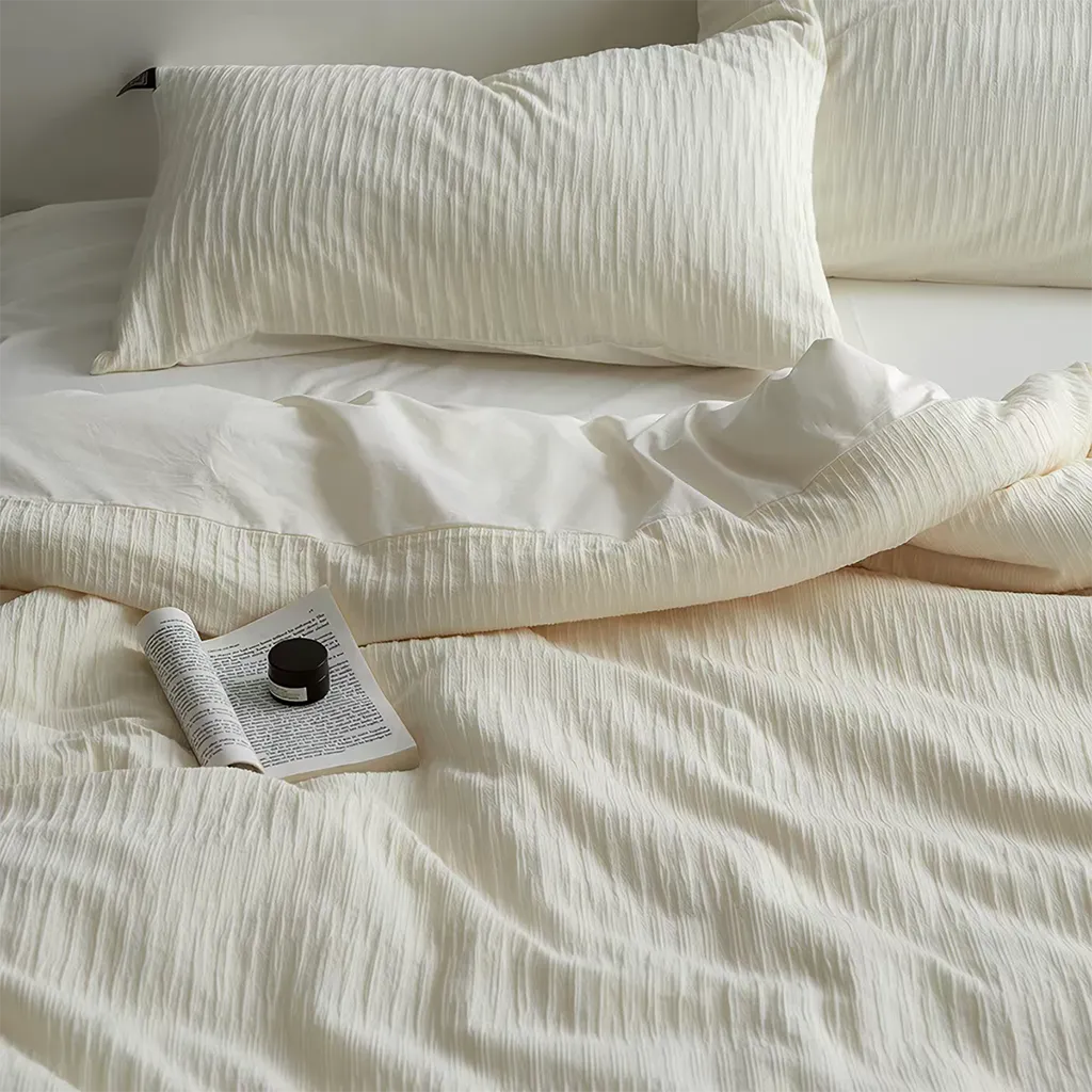 Relaxed Seersucker Cotton Duvet Cover Breathable Bedroom