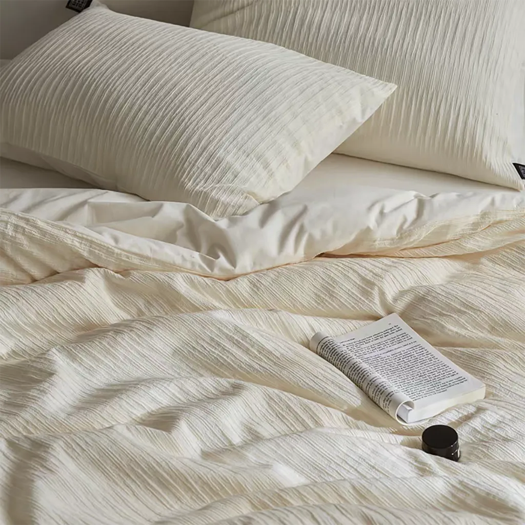 Relaxed Seersucker Cotton Duvet Cover Breathable Bedroom