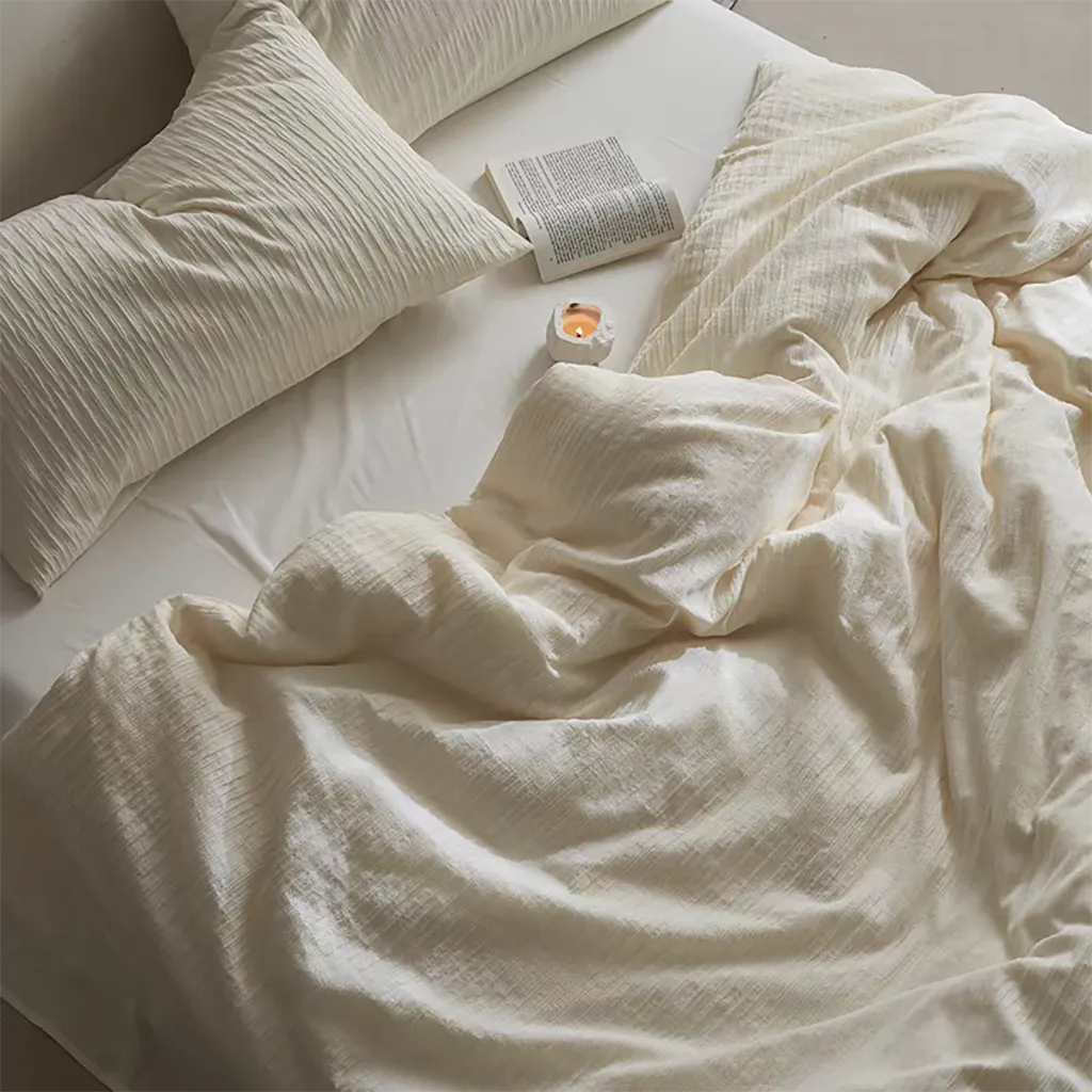 Relaxed Seersucker Cotton Duvet Cover Breathable Bedroom