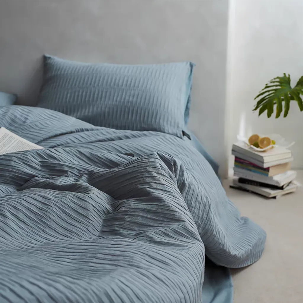 Relaxed Seersucker Cotton Duvet Cover Breathable Bedroom