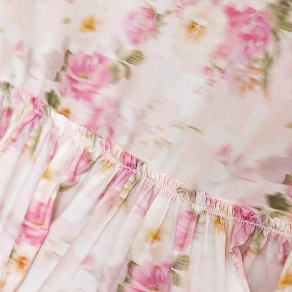 Romantic Floral Ruffle Tablecloth Cotton Linen Dining Table Cover