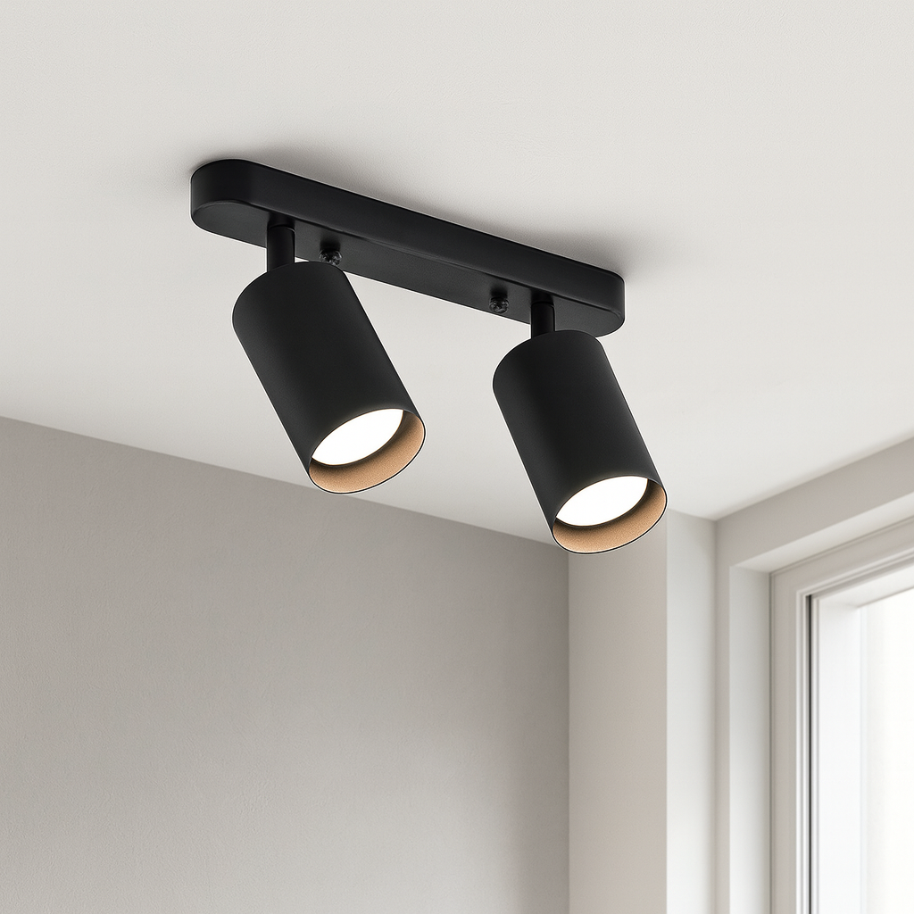 Modern Adjustable Two-Head LED Ceiling Spotlight – Directional Track Lighting Fixture