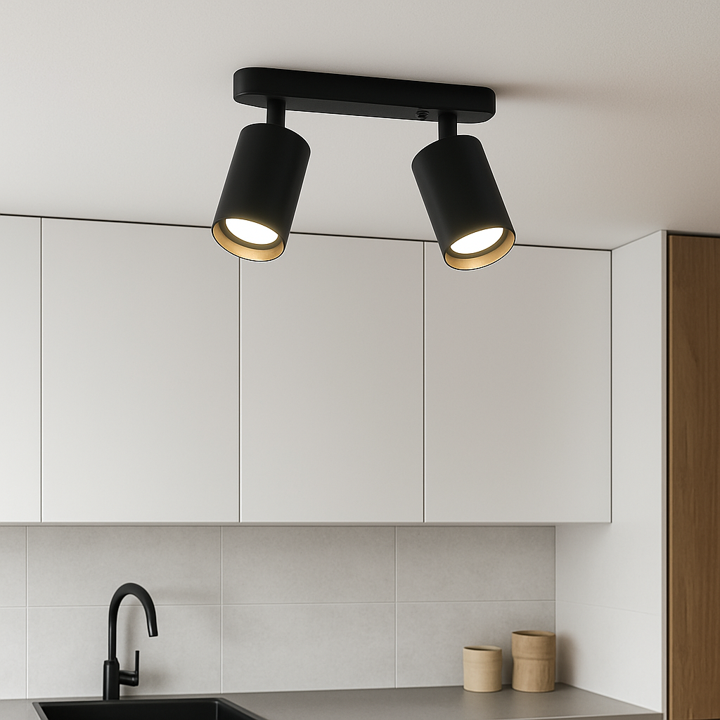 Modern Adjustable Two-Head LED Ceiling Spotlight – Directional Track Lighting Fixture