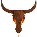 Rustic Wood Bull Head LED Wall Sconce Lamp 1-Light