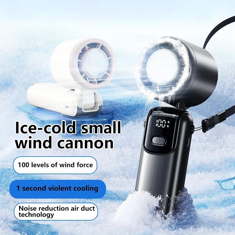 Ice Cooling Handheld Fan 100 Speeds USB Portable Turbo Desk