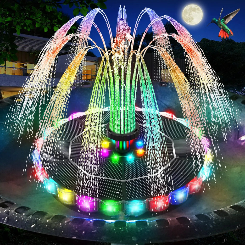 Solar Bird Bath Fountain 3.5W LED Ring Light Outdoor Pond Pool Patio Garden Pump