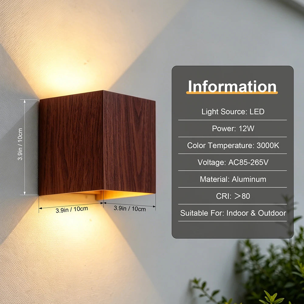 Outdoor Wall Sconce COB LED Waterproof 3000K Warm White Exterior Garden Porch Lamp