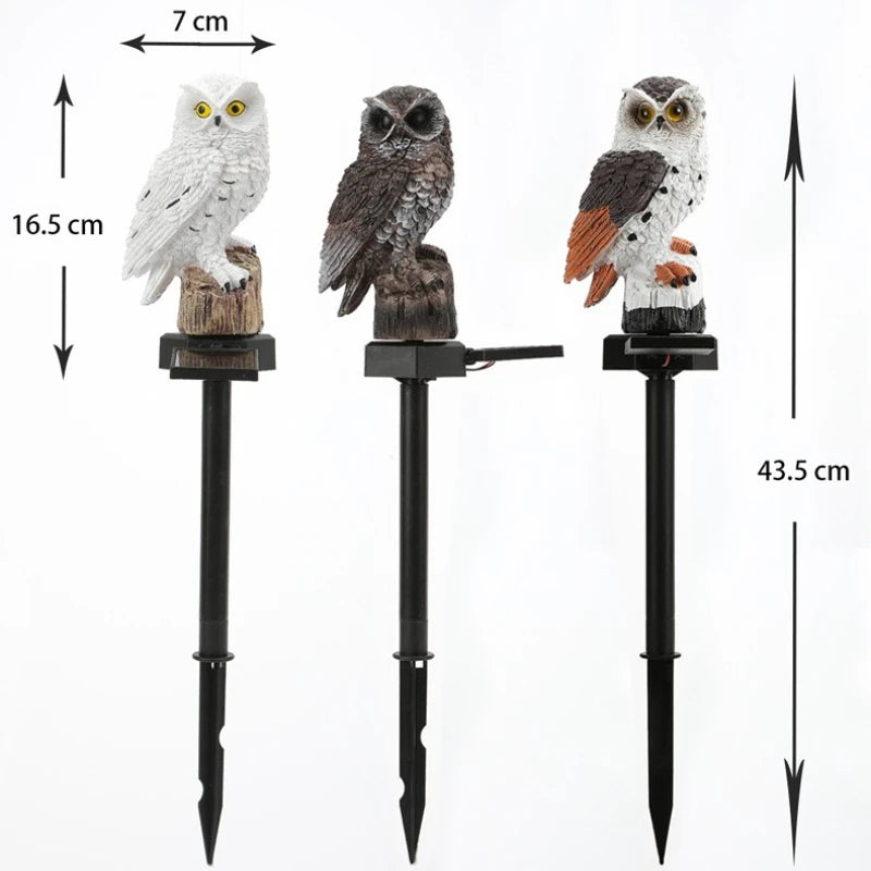 Solar Owl Garden Light LED Outdoor IP44 Resin Lawn Patio Farm Pond Landscape Decor