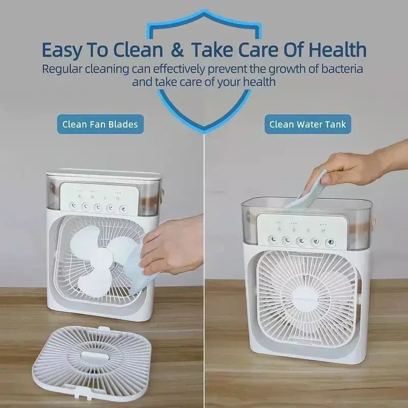 3-in-1 Portable Air Cooler Fan LED Night Light Humidifier