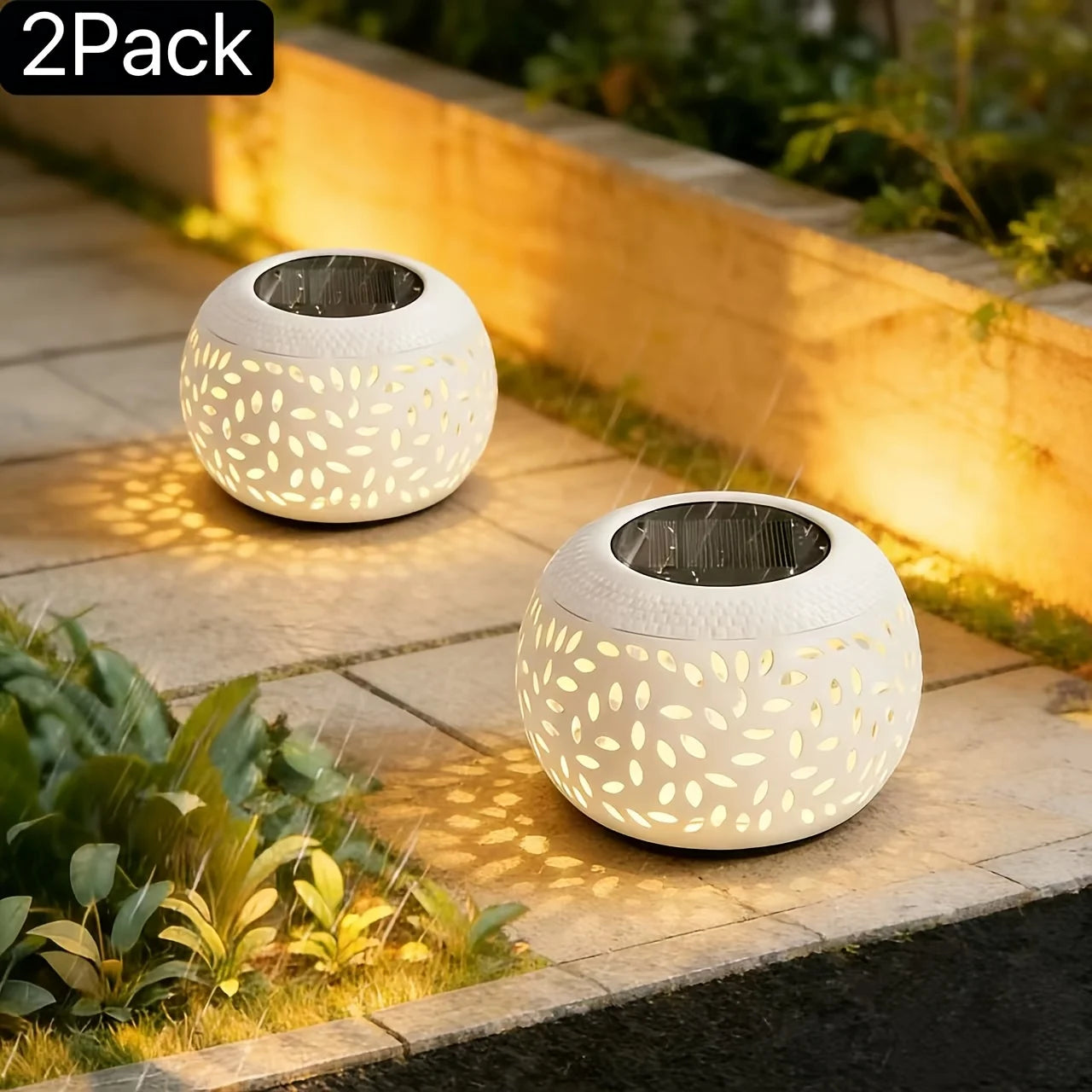 Solar Metal Garden Lanterns Outdoor Decorative Table Light Patio Path Yard Decor