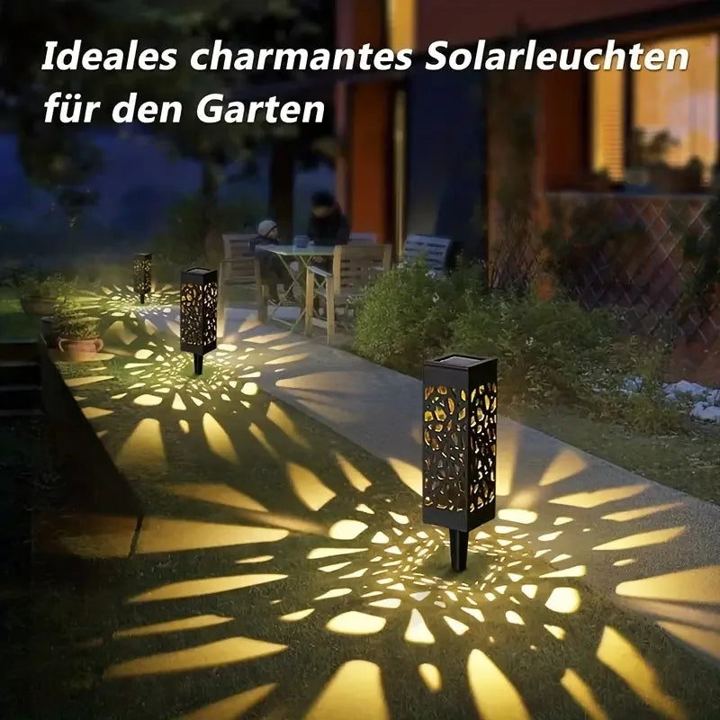 Solar Garden Stake Lights 6 Pack LED Hollow-Out Waterproof Outdoor Lawn Lamp Set