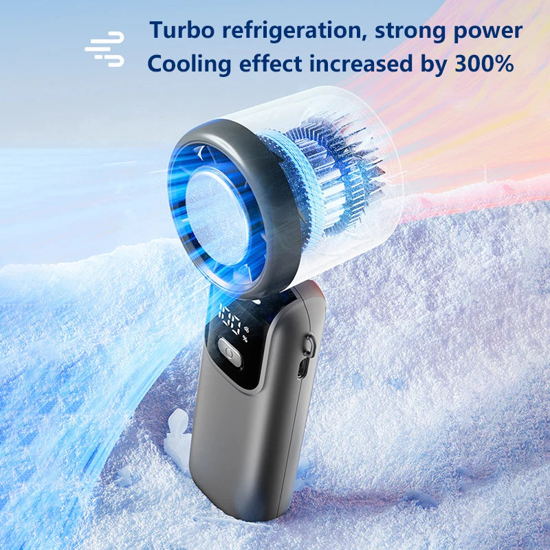 Ice Cooling Handheld Fan 100 Speeds USB Portable Turbo Desk