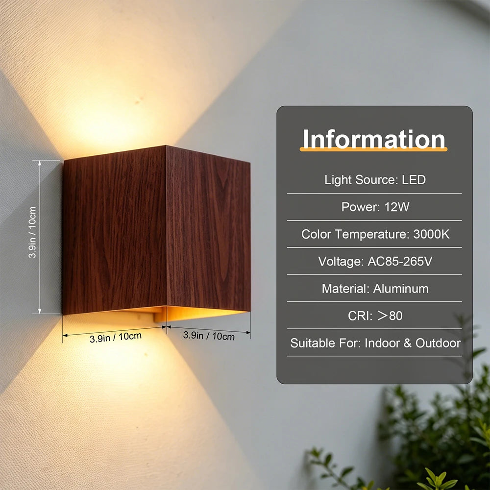 Outdoor Wall Sconce COB LED Waterproof 3000K Warm White Exterior Garden Porch Lamp