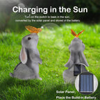 Solar Bunny Garden Statue LED Butterfly Light Resin Animal Figurine Outdoor Decor