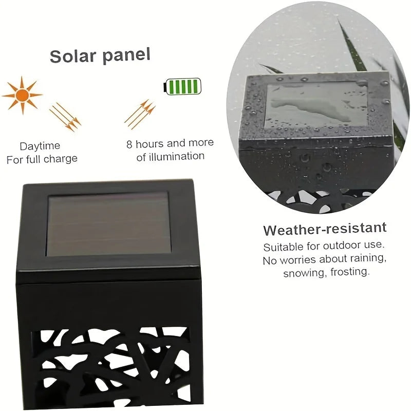Solar Garden Stake Lights 6 Pack LED Hollow-Out Waterproof Outdoor Lawn Lamp Set
