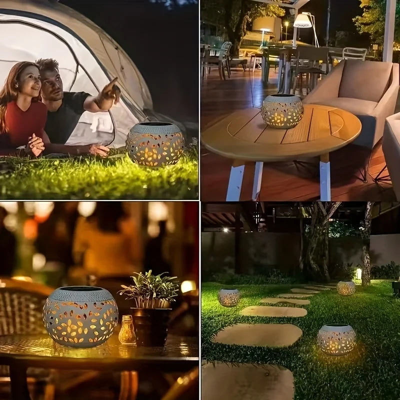 Solar Metal Garden Lanterns Outdoor Decorative Table Light Patio Path Yard Decor