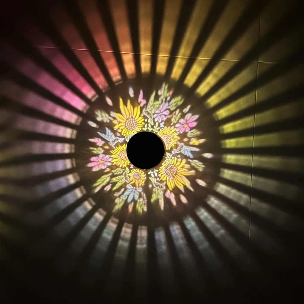 Solar Sunflower Fence Lights Colorful LED Metal Hummingbird Garden Post Patio Stair