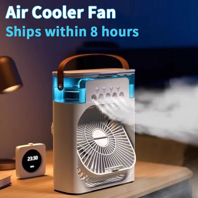 3-in-1 Mini Air Cooler Fan LED Night Light Portable USB Indoor