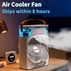 3-in-1 Mini Air Cooler Fan LED Night Light Portable USB Indoor