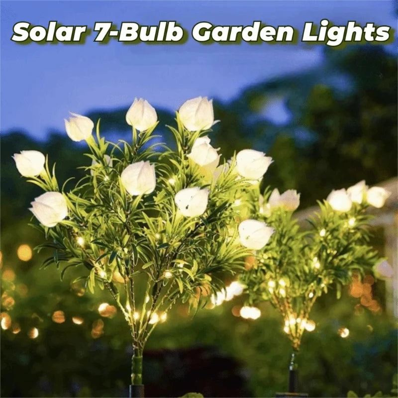Solar‑Powered Gardenia Flower Stake Lights, Multi‑Color Changing Waterproof Realistic Ground‑Mounted Outdoor Landscape Lamps