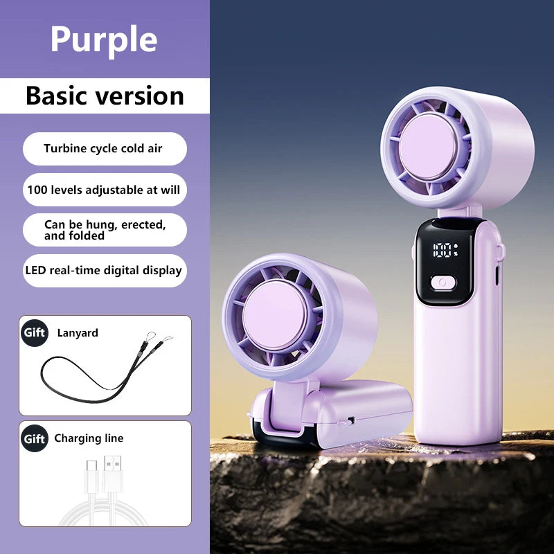 Ice Cooling Handheld Fan 100 Speeds USB Portable Turbo Desk