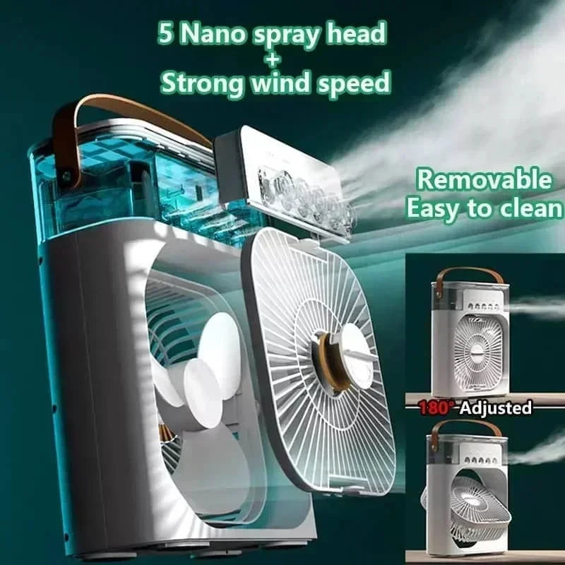 3-in-1 Mini Air Cooler Fan LED Night Light Portable USB Indoor