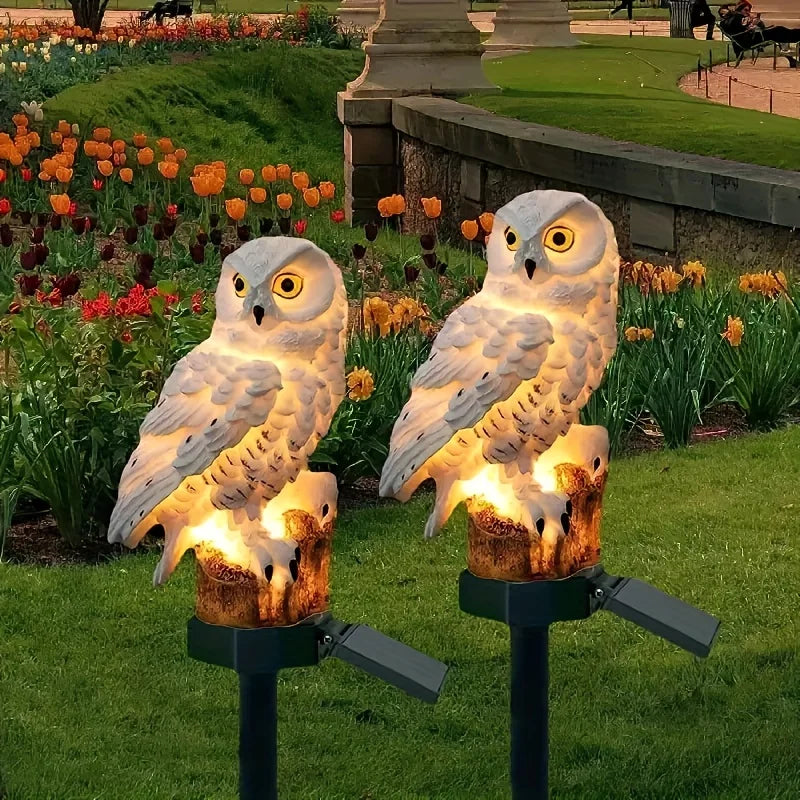 Solar Owl Garden Light LED Outdoor IP44 Resin Lawn Patio Farm Pond Landscape Decor