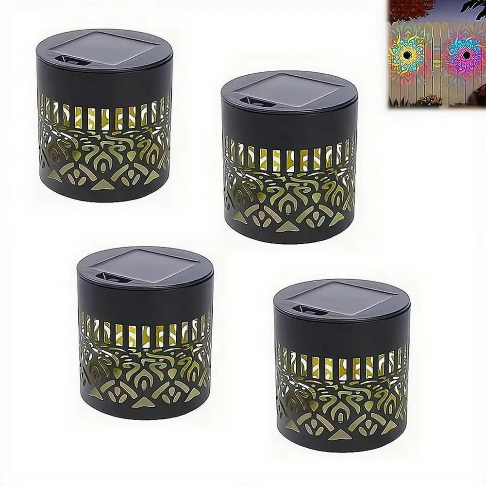 Solar Mandala Fence Wall Light Outdoor LED Metal Decorative Garden Porch Night Lamp