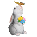 Solar Bunny Garden Statue LED Butterfly Light Resin Animal Figurine Outdoor Decor