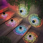 Solar Mandala Fence Wall Light Outdoor LED Metal Decorative Garden Porch Night Lamp