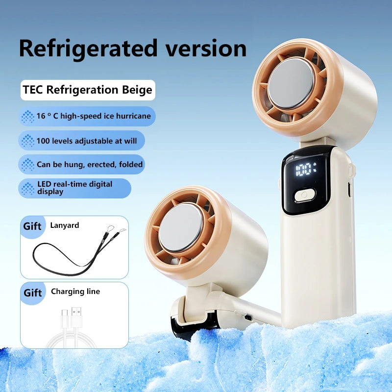Ice Cooling Handheld Fan 100 Speeds USB Portable Turbo Desk