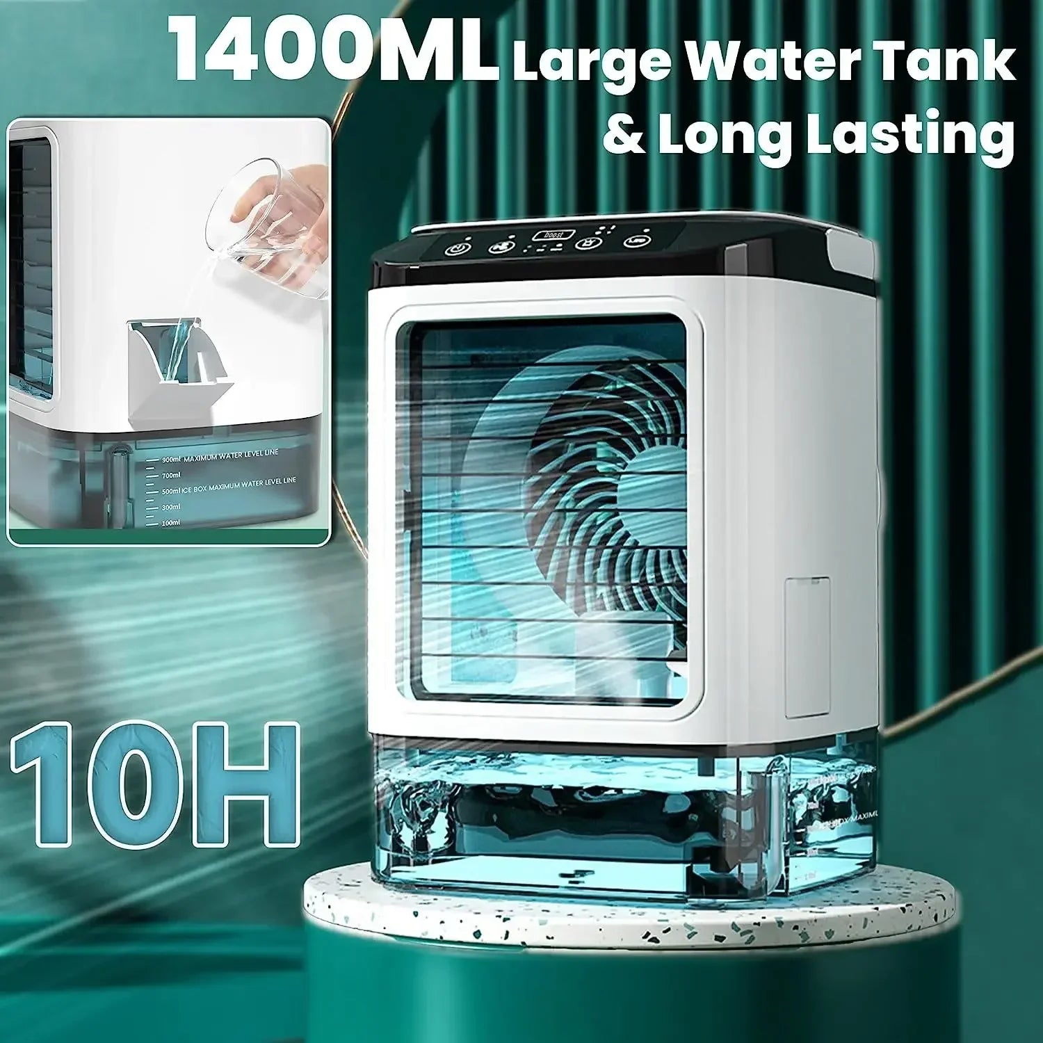 Portable Desktop Air Cooler Fan Dual Spray Ultrasonic 3-Speed