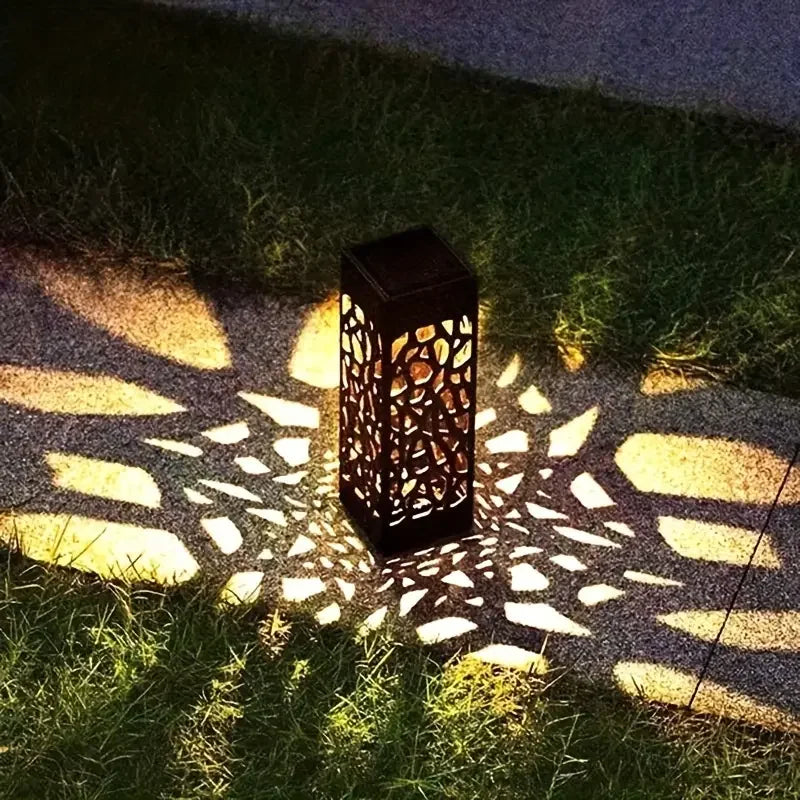 Solar Garden Stake Lights 6 Pack LED Hollow-Out Waterproof Outdoor Lawn Lamp Set