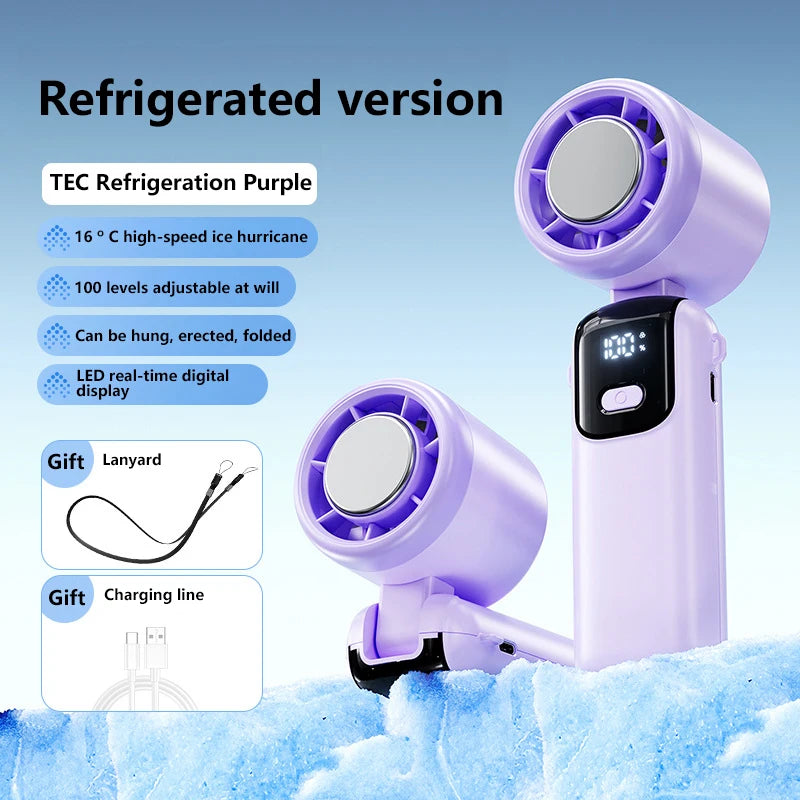 Ice Cooling Handheld Fan 100 Speeds USB Portable Turbo Desk