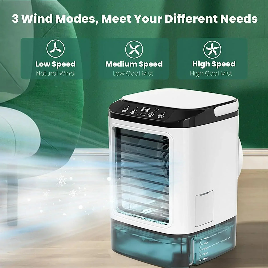 Portable Desktop Air Cooler Fan Dual Spray Ultrasonic 3-Speed