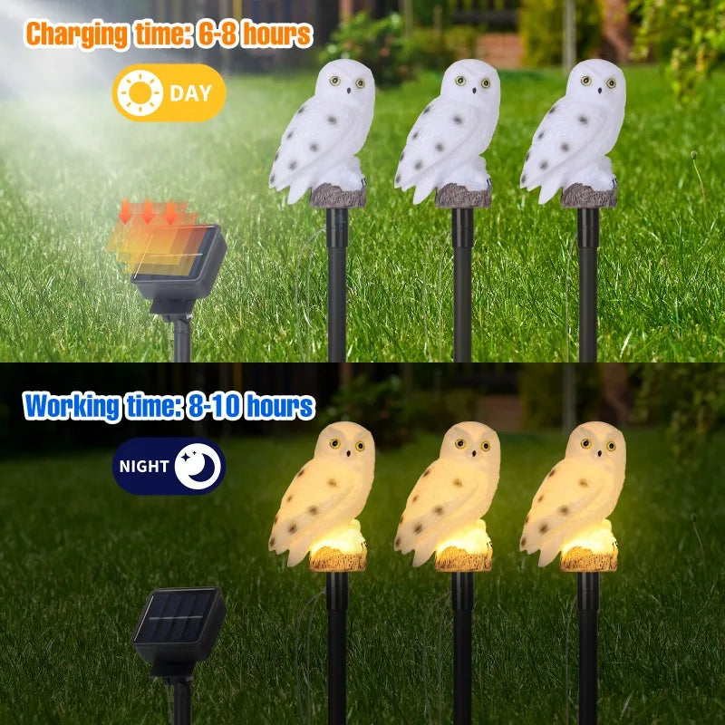 Solar Owl Garden Light LED Outdoor IP44 Resin Lawn Patio Farm Pond Landscape Decor