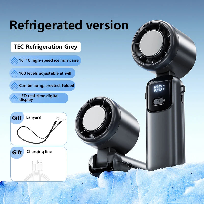 Ice Cooling Handheld Fan 100 Speeds USB Portable Turbo Desk
