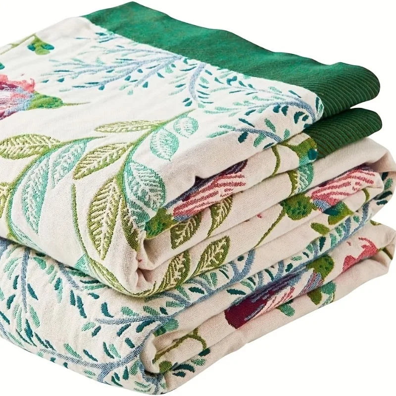 Floral Quilted Throw Blanket Soft Plush All Season