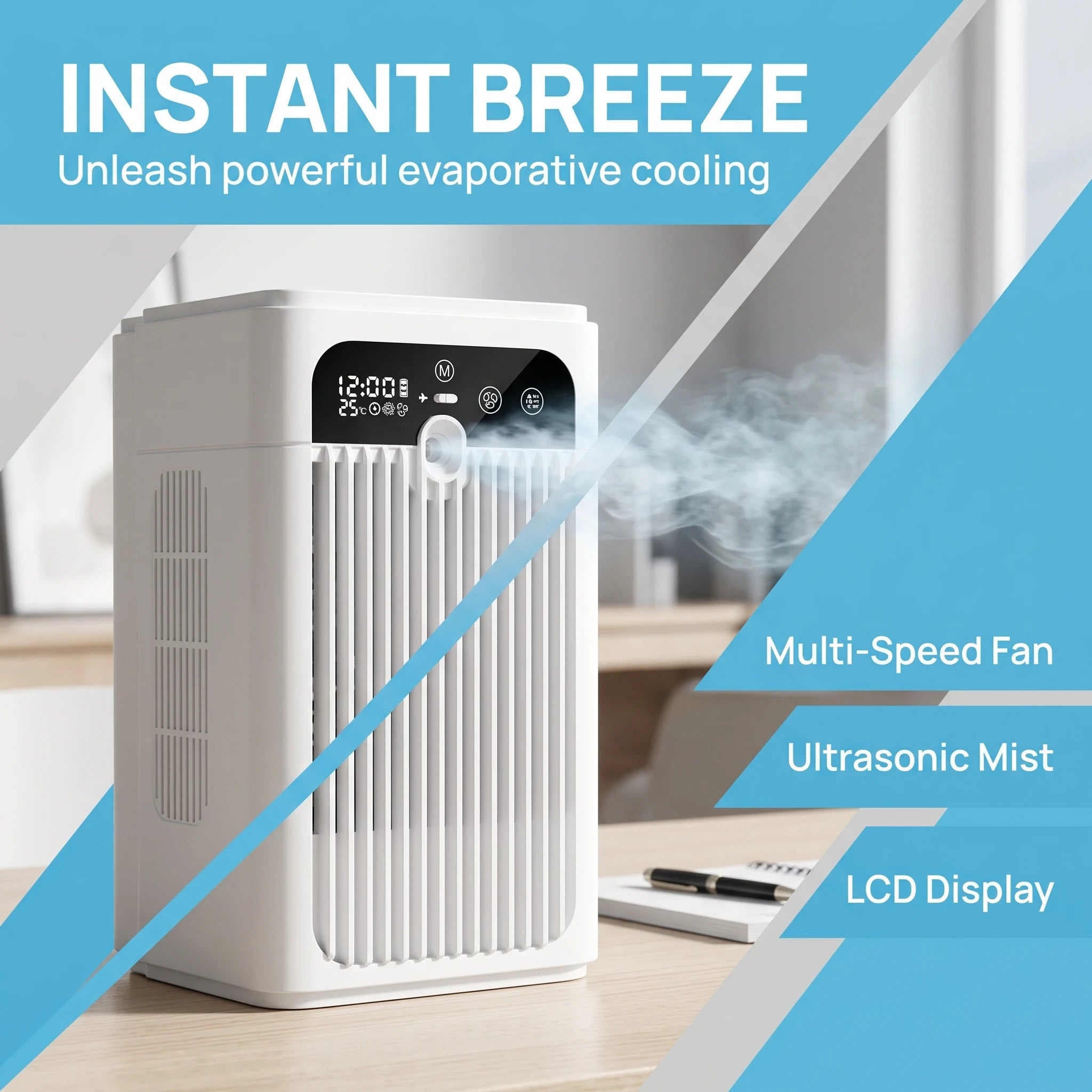 Mini USB Desktop Fan Portable 3000mAh Rechargeable Water Tank