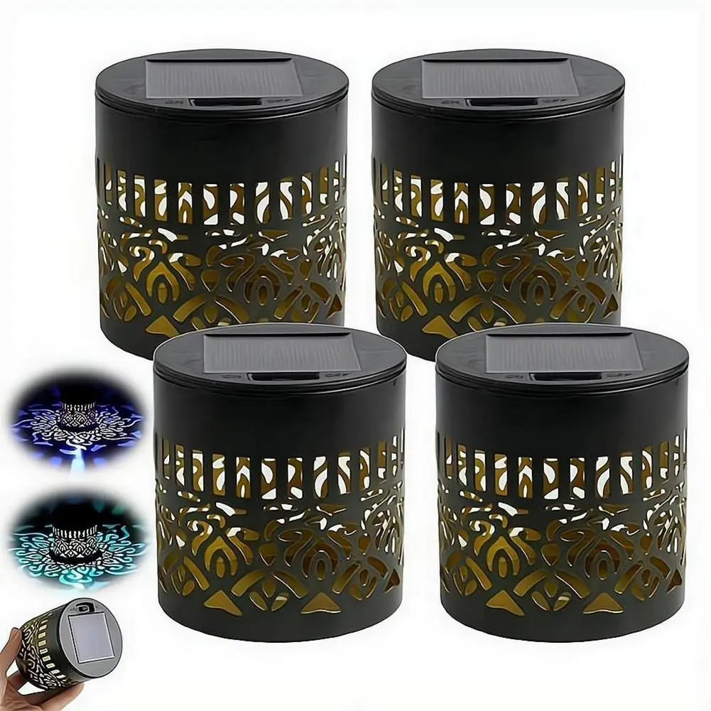 Solar Mandala Fence Wall Light Outdoor LED Metal Decorative Garden Porch Night Lamp