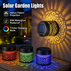 Solar Mandala Fence Wall Light Outdoor LED Metal Decorative Garden Porch Night Lamp