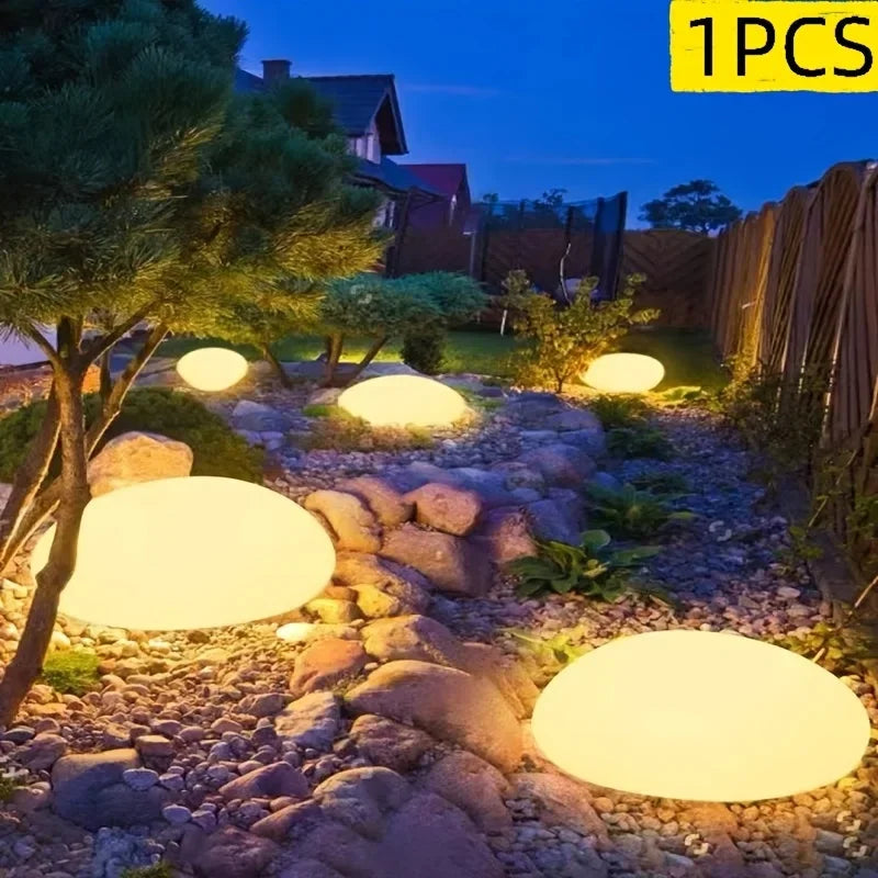 Solar Cobblestone Garden Light Waterproof Decorative Patio Yard Pathway Stone Lamp