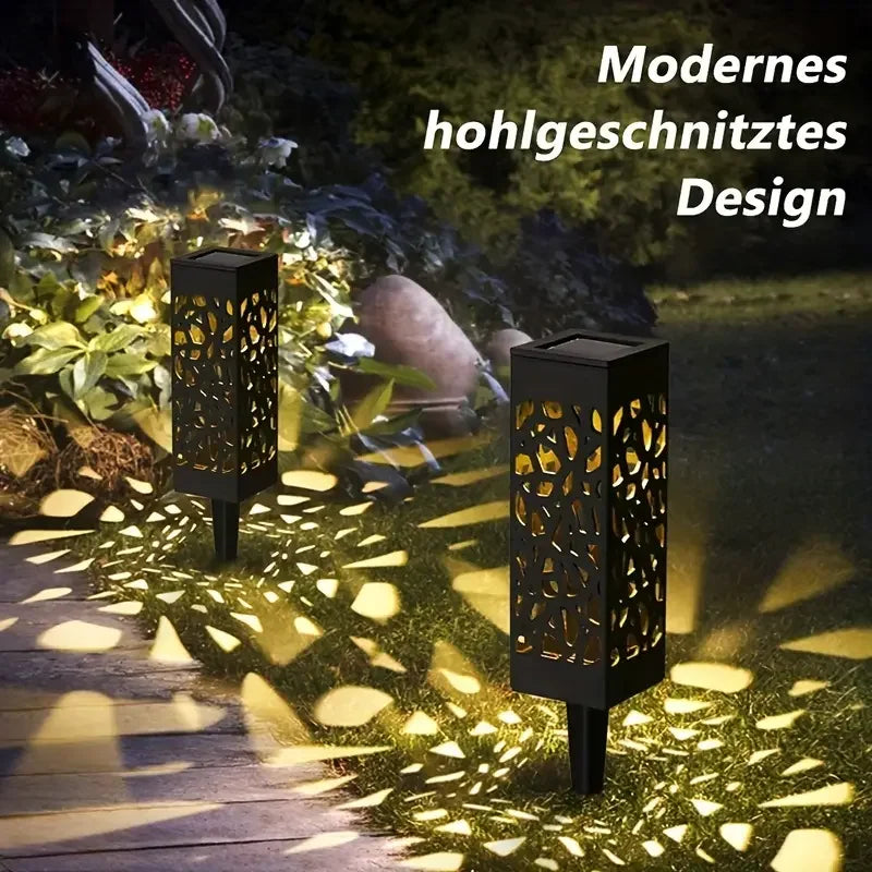 Solar Garden Stake Lights 6 Pack LED Hollow-Out Waterproof Outdoor Lawn Lamp Set
