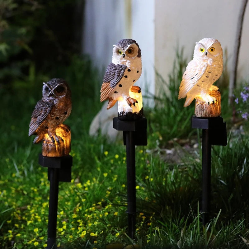 Solar Owl Garden Light LED Outdoor IP44 Resin Lawn Patio Farm Pond Landscape Decor